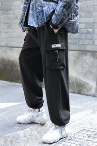 A438-5150-P70  日系街拍宽松95%棉大口袋抽绳束脚裤休闲九分裤潮图片