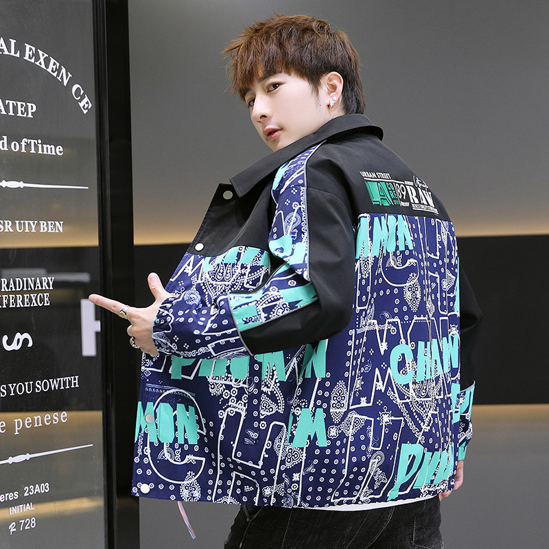 2025新款港风ins潮男生腰果花夹克春秋装痞帅上衣服A438-609-P70,男装夹克,电商A438