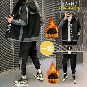 A438-JRD03-P105 现货主推青年大码工装连帽夹克外套休闲运动套装图片
