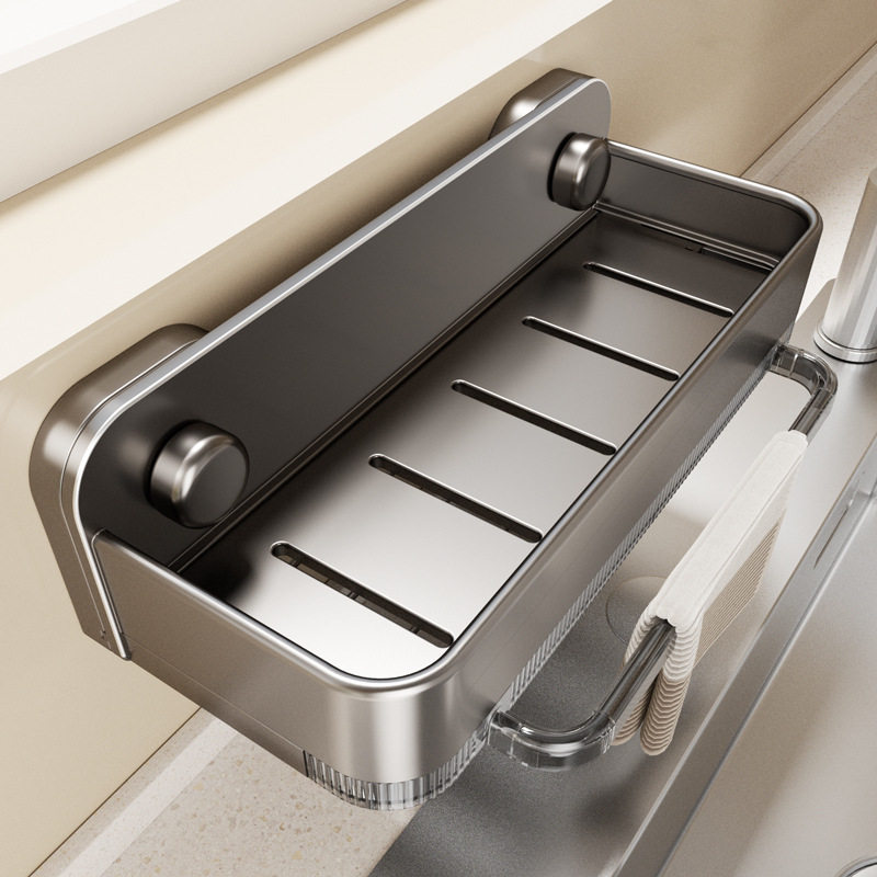 厨房吸盘抹布架沥水壁挂式多功能水槽置物架水龙头洗碗海绵收纳架