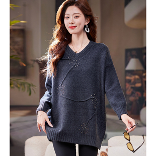 鸡心领钉珠宽松毛衣AGP2018 价218元 宝诗黎 新品