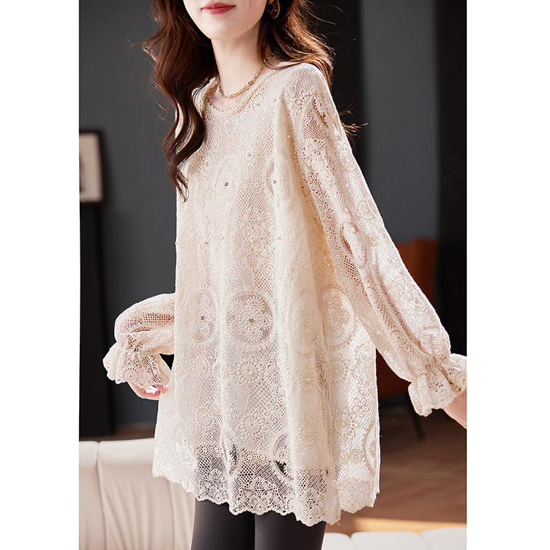 宝诗黎圆领钉珠刺绣镂空雪纺衫2026春季气质宽松洋气百搭衬衣女,女装/女士精品,蕾丝衫/雪纺衫,淘宝优惠券,粉丝福利购,淘宝优惠卷