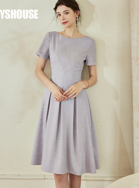 罗衣2025夏季时尚褶皱肌理感大摆连衣裙08534