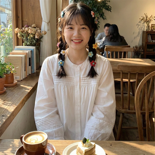 法式灯笼袖立领长袖衬衫上衣少女