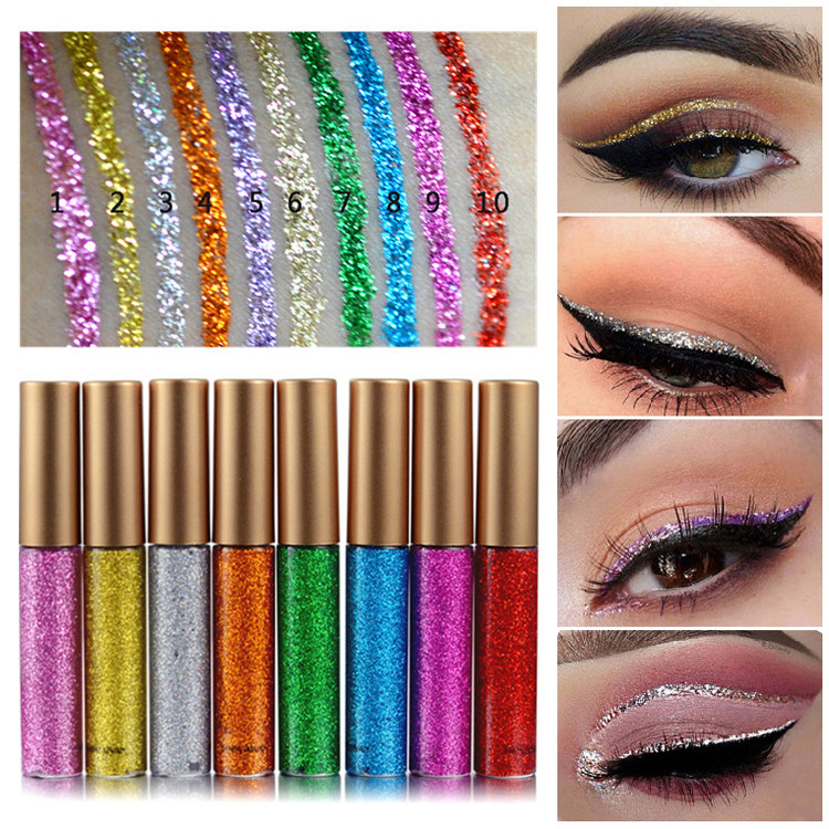 炫彩闪亮彩色眼线液爆闪眼影 提亮晶晶亮片眼线儿童舞台妆眼影cos