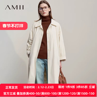 Amii【厚款羽绒服】25冬极简风商务通勤加厚保暖风衣羽绒服外套女