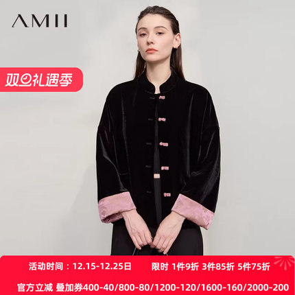 Amii25秋唐装外套盘扣优雅古典褂子女外套春秋