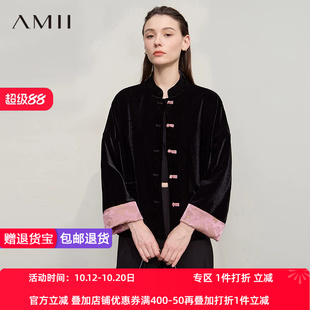 Amii25秋唐装外套盘扣优雅古典褂子女外套春秋