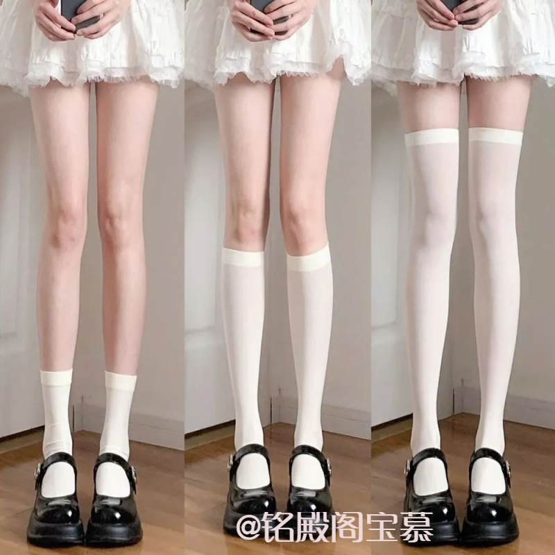 jk辣妹学生天鹅绒纯黑短中筒小腿