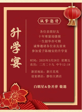 升学宴谢师宴电子版邀请函请柬单页海报请柬大学喜宴手机邀请函