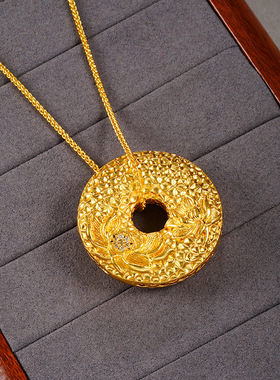 越南沙金新中式点钻平安扣项链