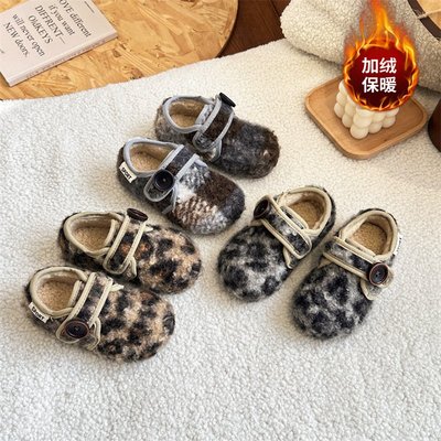 韩系女童毛毛鞋外穿2025冬季新款女宝宝加绒加厚勃肯鞋玛丽珍棉鞋