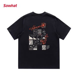 正肩t恤短袖女黑色ins潮夏季学生创意宽松设计感小众显瘦纯棉上衣