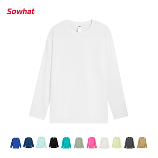 早秋薄款长袖t恤女男纯棉正肩2025年新款宽松小个子打底衫内搭