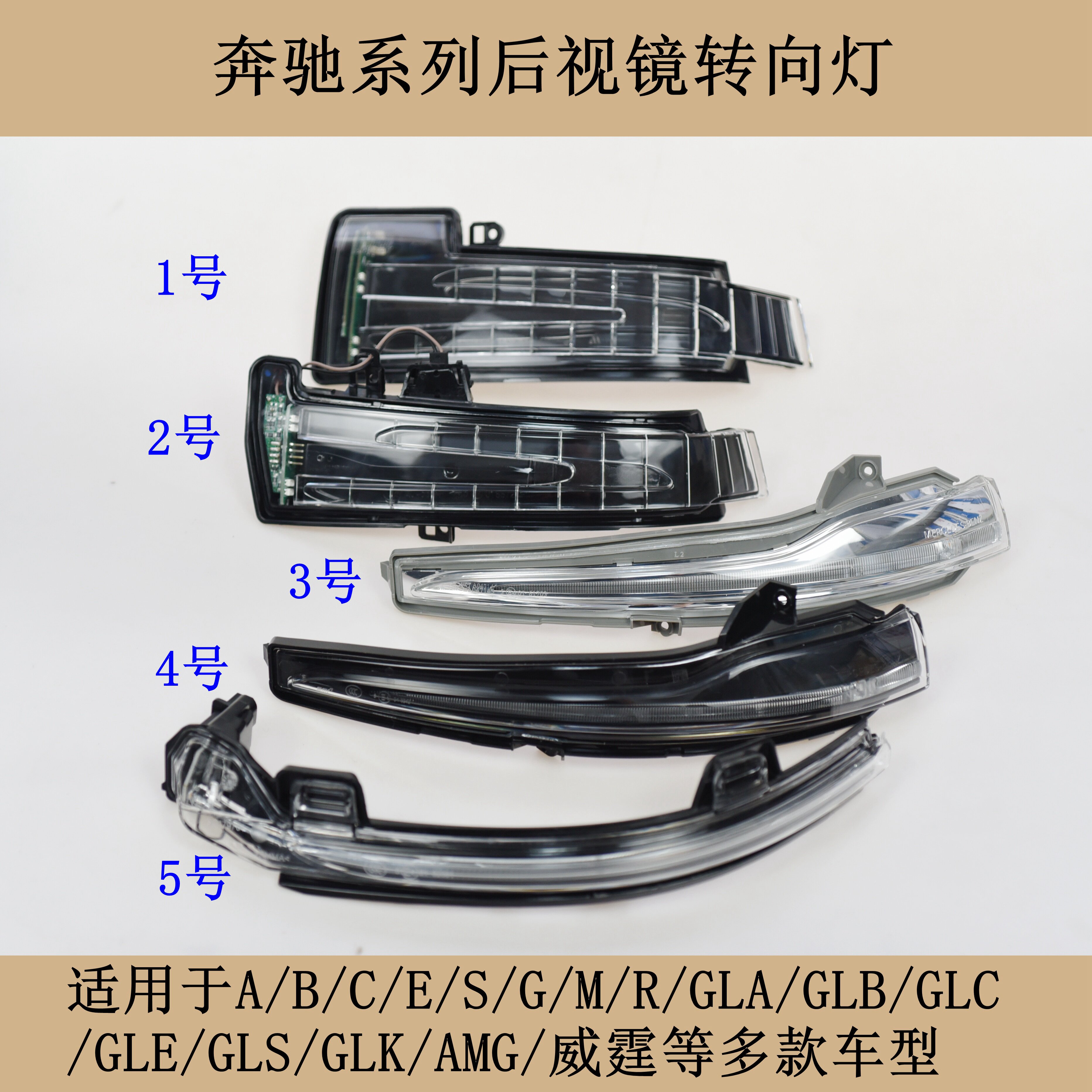 适配奔驰后视镜转向灯B级 C级 E级 S级GLA GLC GLK倒车镜反光镜镜