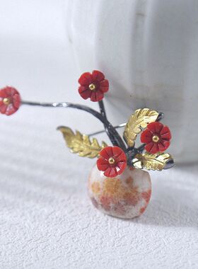 扣胸针小众菊花石珊瑚海竹设计
