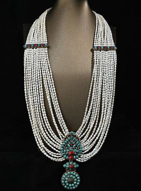 配饰淡水松石重工重工项链宴会