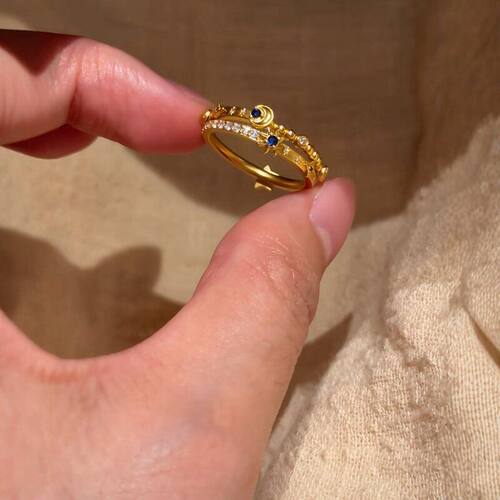 S925纯银日月星辰可转动多样戴戒指复古星月双层手饰高级叠戴饰品