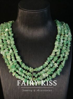 精致清新热销多层绿色碎石项链 百搭气质高级感个性设计饰品