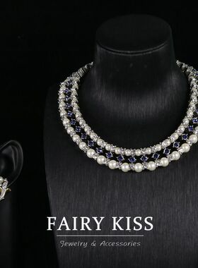 简约优雅气质温柔大方珍珠项链套装 轻奢个性青岛vintage中古饰品