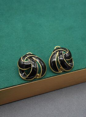 【孤品下架清仓】小众首饰黑金百搭简约优雅耳环珐琅耳钉