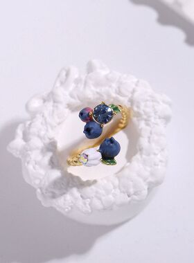四季浆果蓝莓白花绿叶小水钻拧