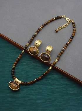 新款西域锁骨套装欧美双面珠宝