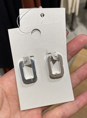 LUCKY 极简光面小众冷淡风几何设计师款复古轻奢方形耳环18K