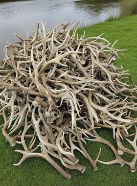 正宗真梅花鹿鹿角单支熬胶原料入药打粉适用书房桌面摆件抄网角