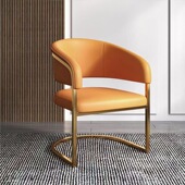 轻奢中古意式 茶椅主人位简约办公室阳台书房靠背餐椅单人休闲椅子