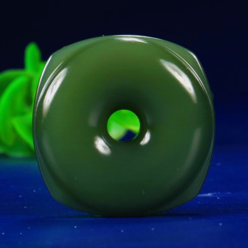 正品俄料天然和田玉青碧玉平安四方扣绿30*12mm吊坠冰透油润玉佩