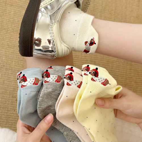 夏季女款纯棉薄透气抗菌短袜