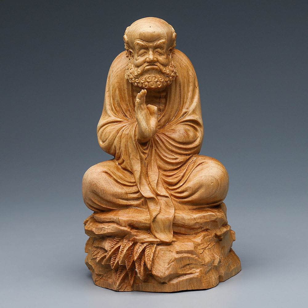 崖柏木雕达摩禅师家居摆件 客厅家居供奉寺庙风水人物佛像工艺品