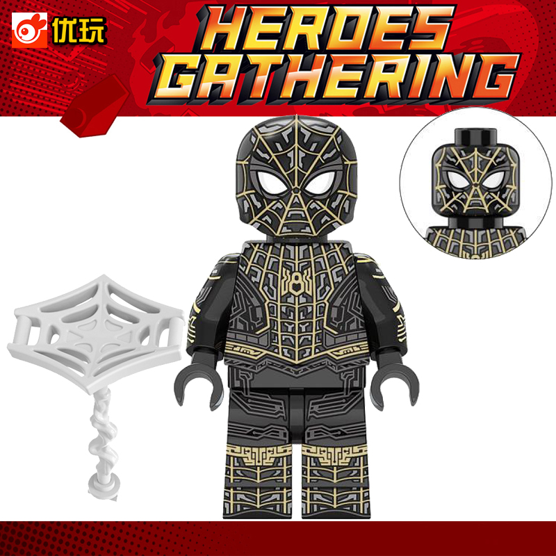 人仔复仇者联盟4第三方XP420蜘蛛侠黑金战衣彼得帕克积木拼装玩具