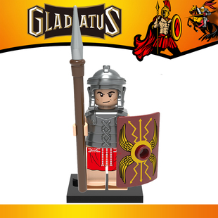 中古士兵罗马战士人仔积木抽抽乐648重骑步兵盾牌长矛第三方玩具