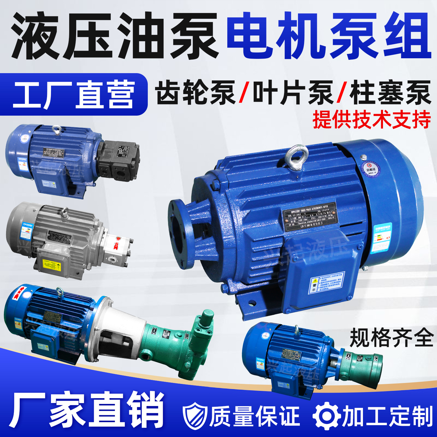 专用电机配件卧式油泵液压系统