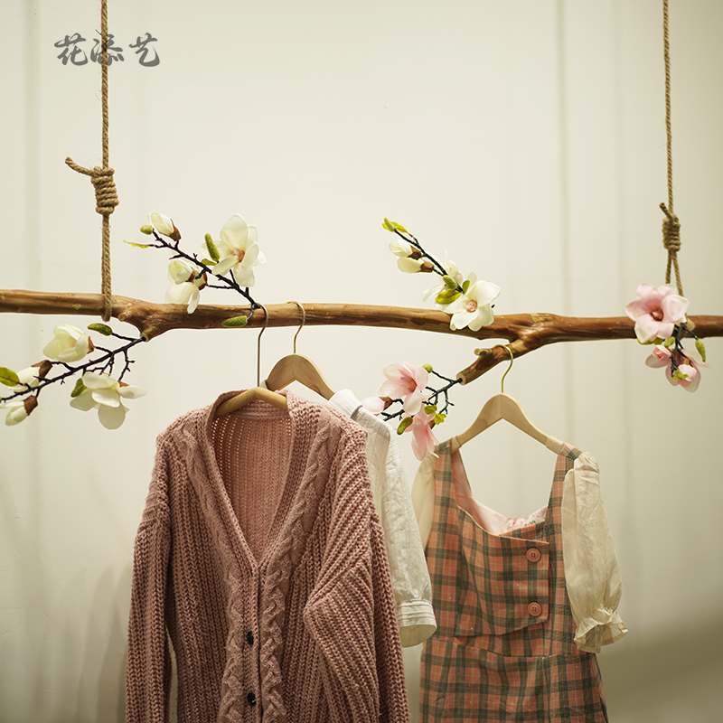 挂衣架衣架树枝天然衣架杆原木服装店民宿杆树枝玉兰花挂衣带干
