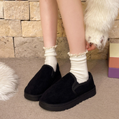 情侣款 棉鞋 男女厚底保暖雪地靴 44码 冬季 女冬加绒一脚蹬雪地棉