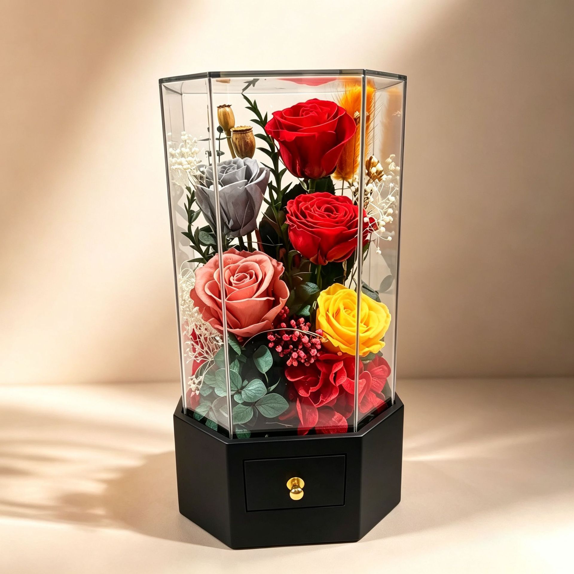 永生花音乐礼盒摆件高级感真花七夕情人节送女友闺蜜纪念生日礼物