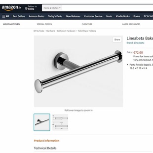 Lineabeta双卫生纸架Baketo 5205系列镀铬黄铜墙面固定卷纸架