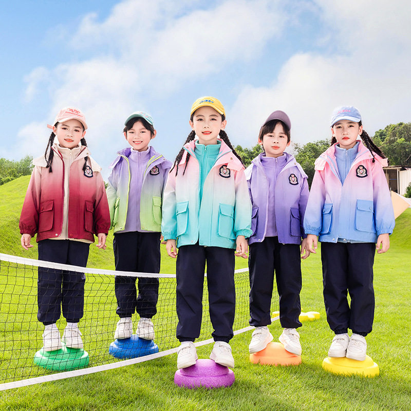 幼儿园园服小学生秋冬可拆卸校服冲锋衣三件套运动服男女童班服