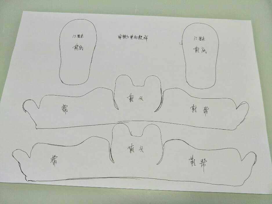 手绘虎头鞋鞋样象鼻子鞋样宝宝单棉鞋纸样 手工diy儿童鞋图纸样