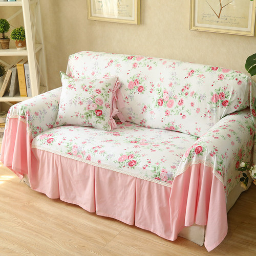 布艺欧式风田园床品斜纹沙发套罩