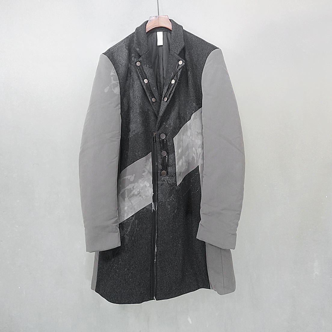 夜刻设计师羊毛呢夹棉加厚灰黑色西装外套毛呢大衣朋克复古高级感