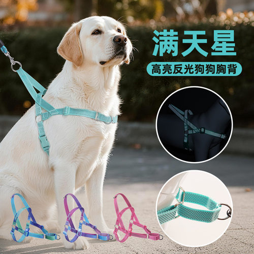 双扣Easywalk防爆冲狗胸背前扣牵引中大型犬随行训练狗绳高亮反光