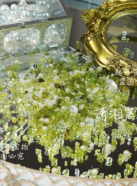 天然绿水晶碎石风暴美甲饰品