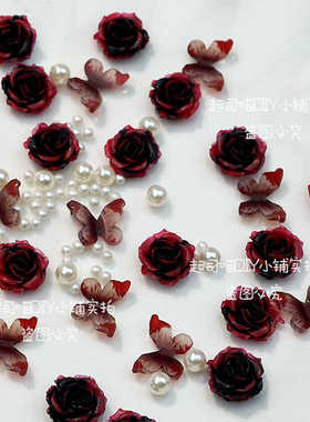 蝴蝶山茶花指甲装饰品