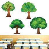 彩色大树贴纸中小学学校教室班级毛毡黑板报文化墙装 饰画自粘墙贴