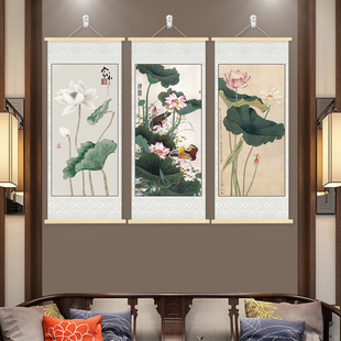 荷花莲叶挂画国画水墨画书房办公室玄关入户沙发墙面背景墙装饰画