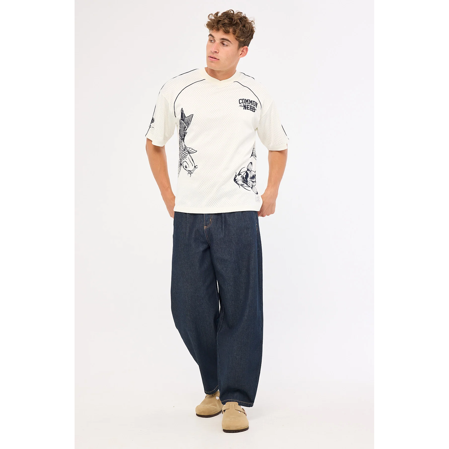 锦鲤图案V领运动球服T恤